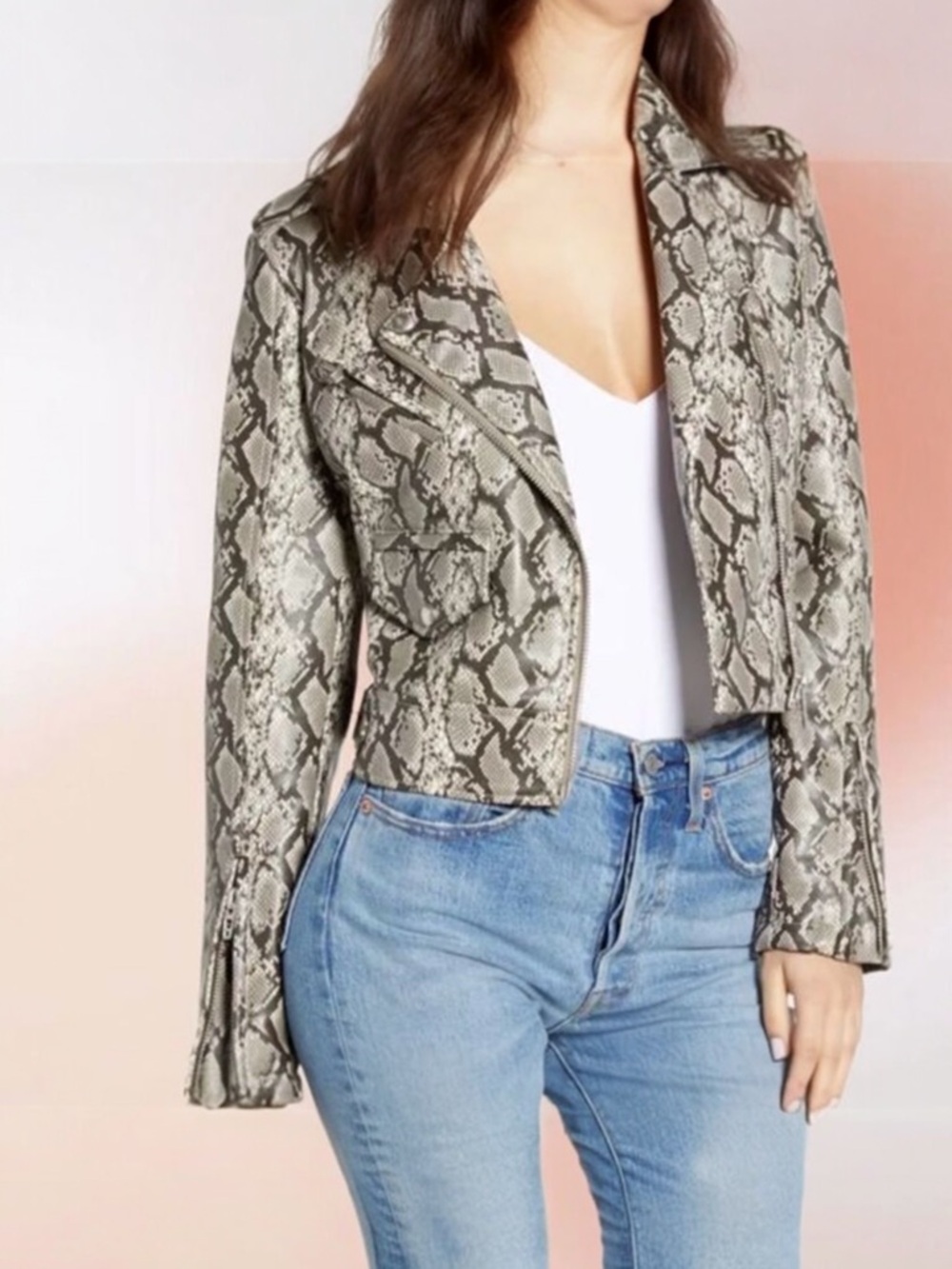 Blank NYC‎ Break Away Snakeskin Moto Jacket Size Med NWT - Picture 2 of 12
